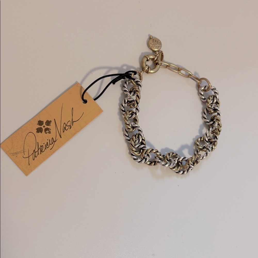 NWT [Patricia Nash] Rope Chain Ring Adjustable Designer Bracelet, Gold Tone - Picture 3 of 10